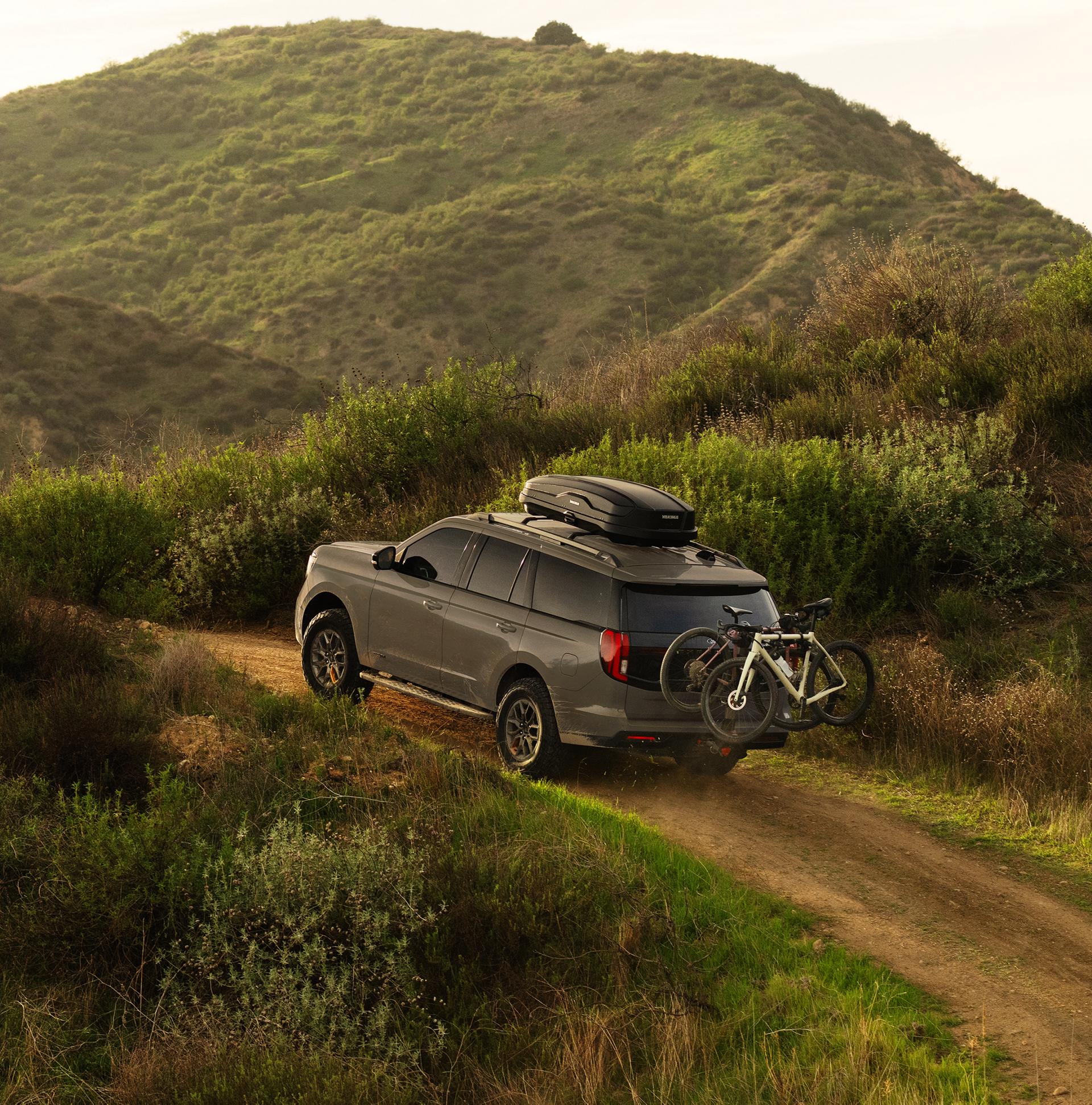 2026 Ford Expedition® Tremor® SUV with an available bike rack and roof rack accessory