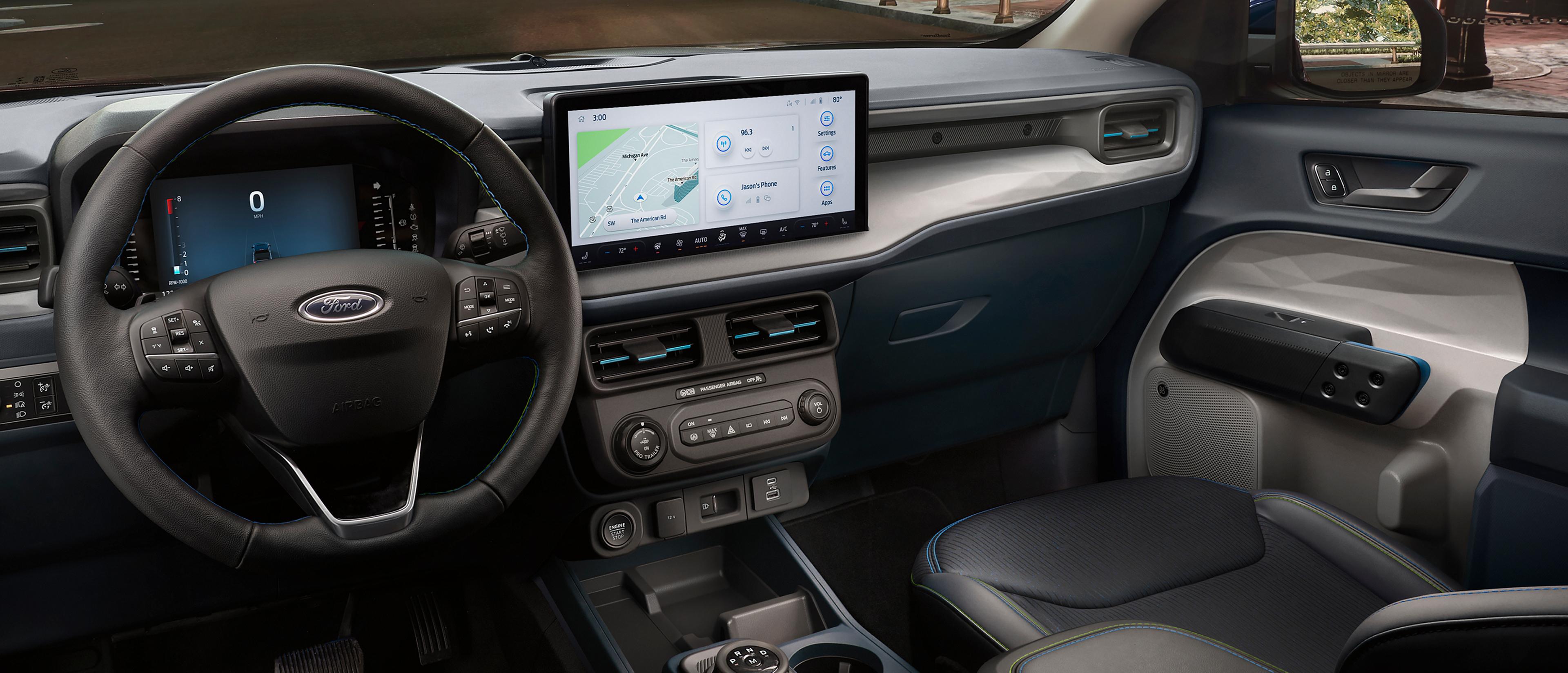 Steering wheel with cluster display gauges lit while driving