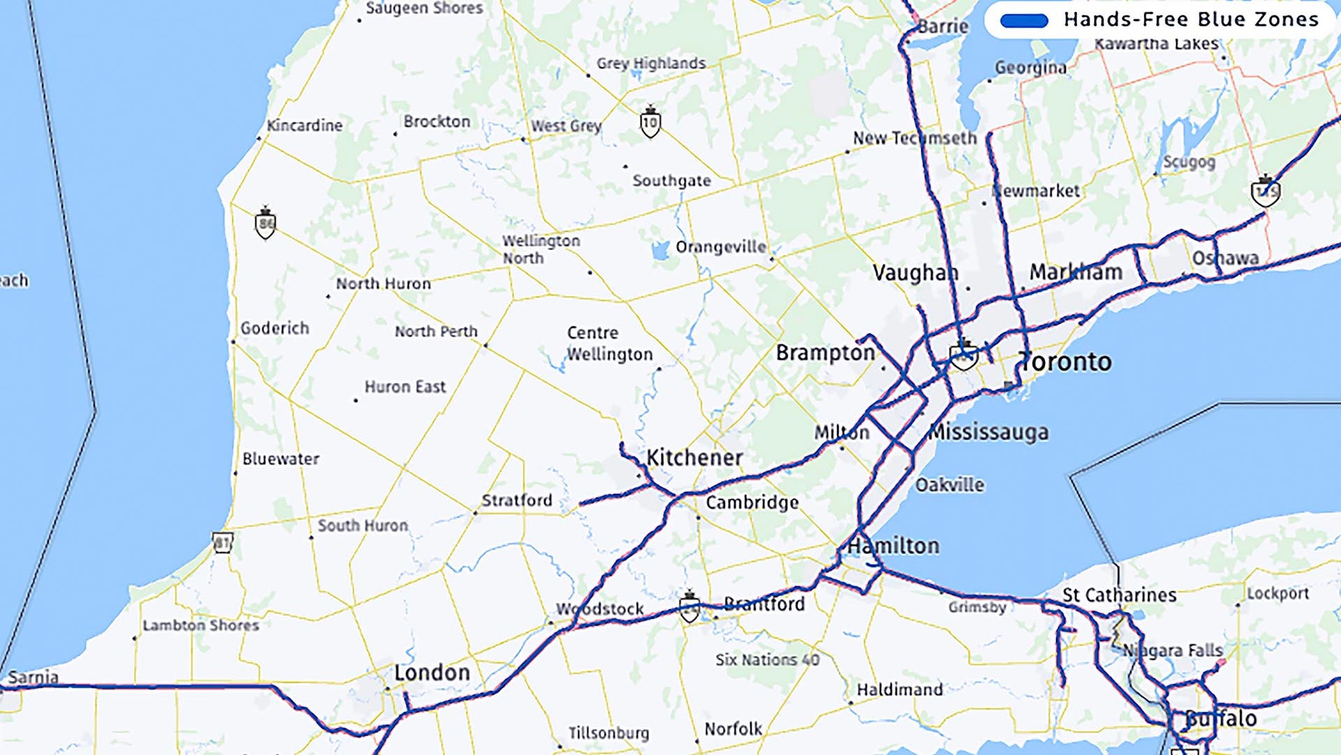 Ford BlueCruise map graphic