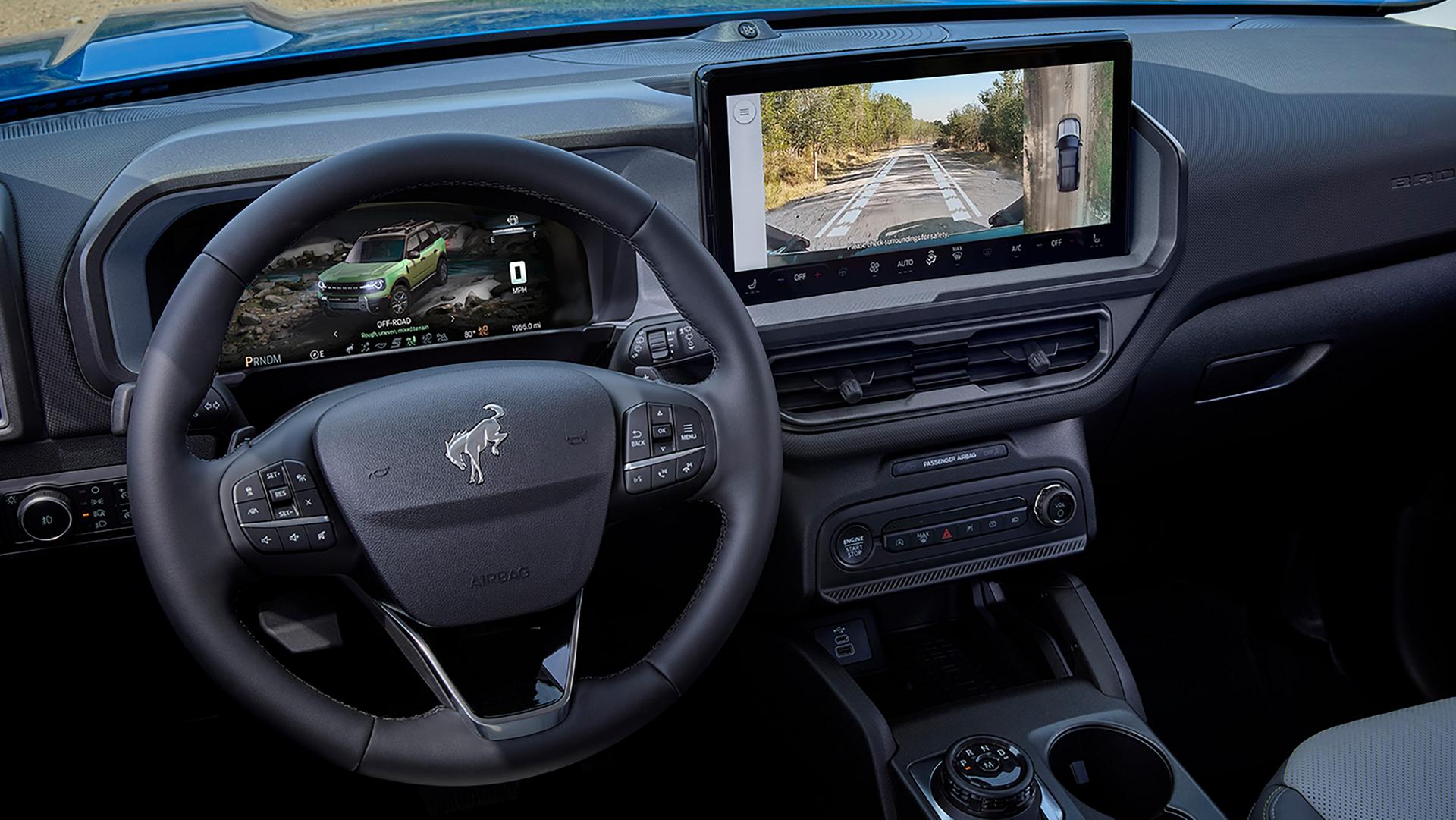 View from camera angle showing the road ahead inside of a 2026 Ford Bronco Sport® SUV