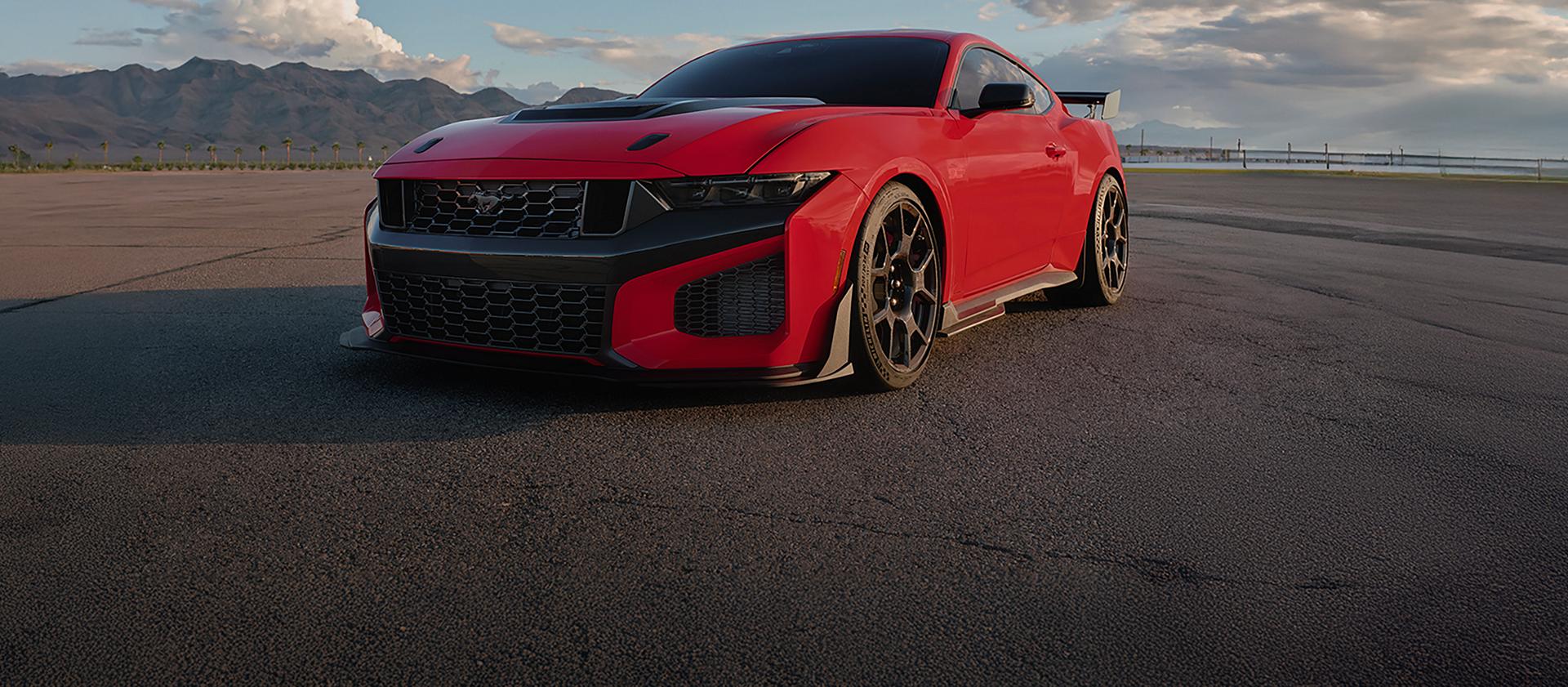 A 2026 Ford Mustang Dark Horse® SC with available Track Pack and optional equipment in a parking lot