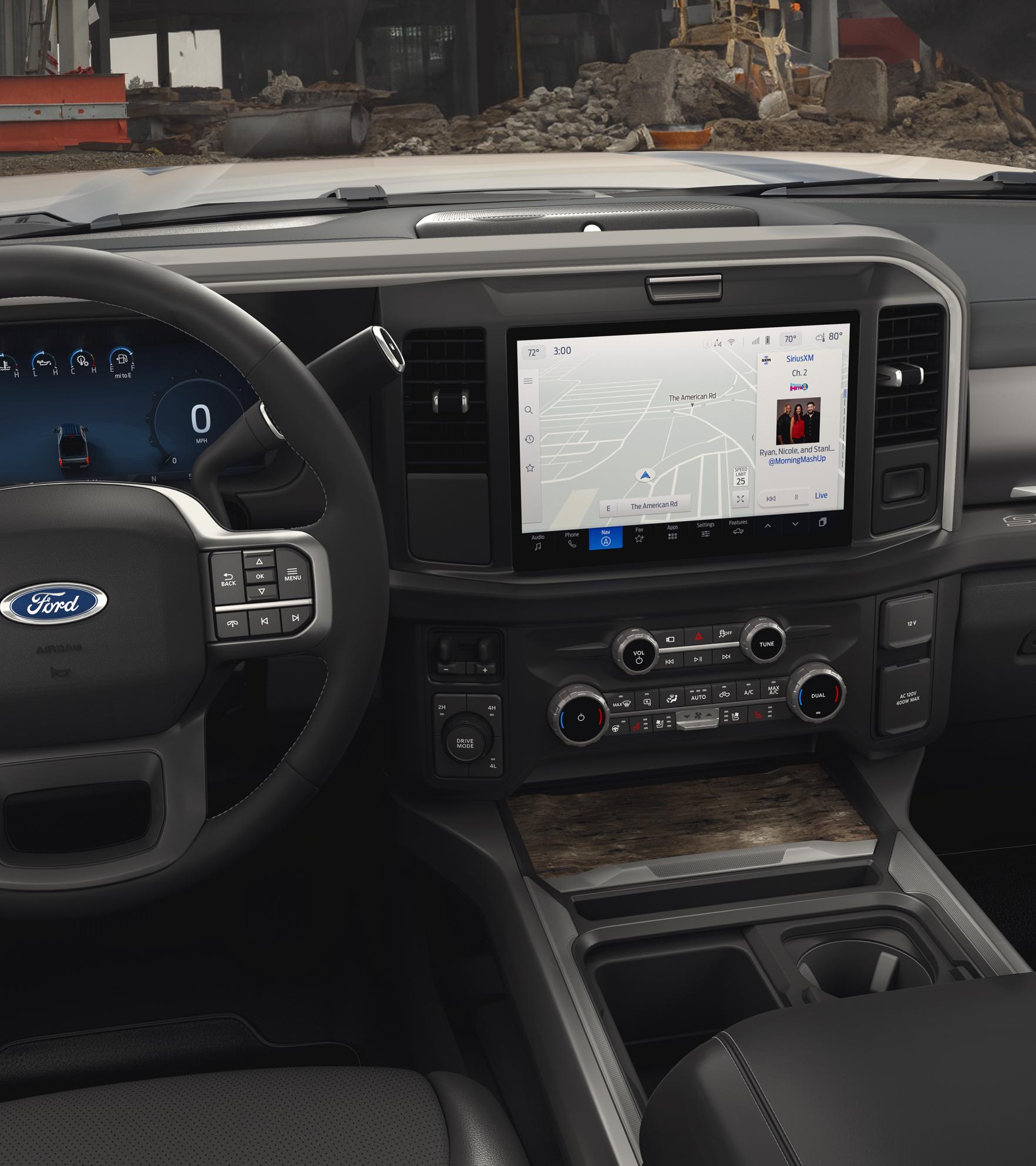 Close of up of the Centre Display on the 2026 Ford Super Duty® Chassis Cab