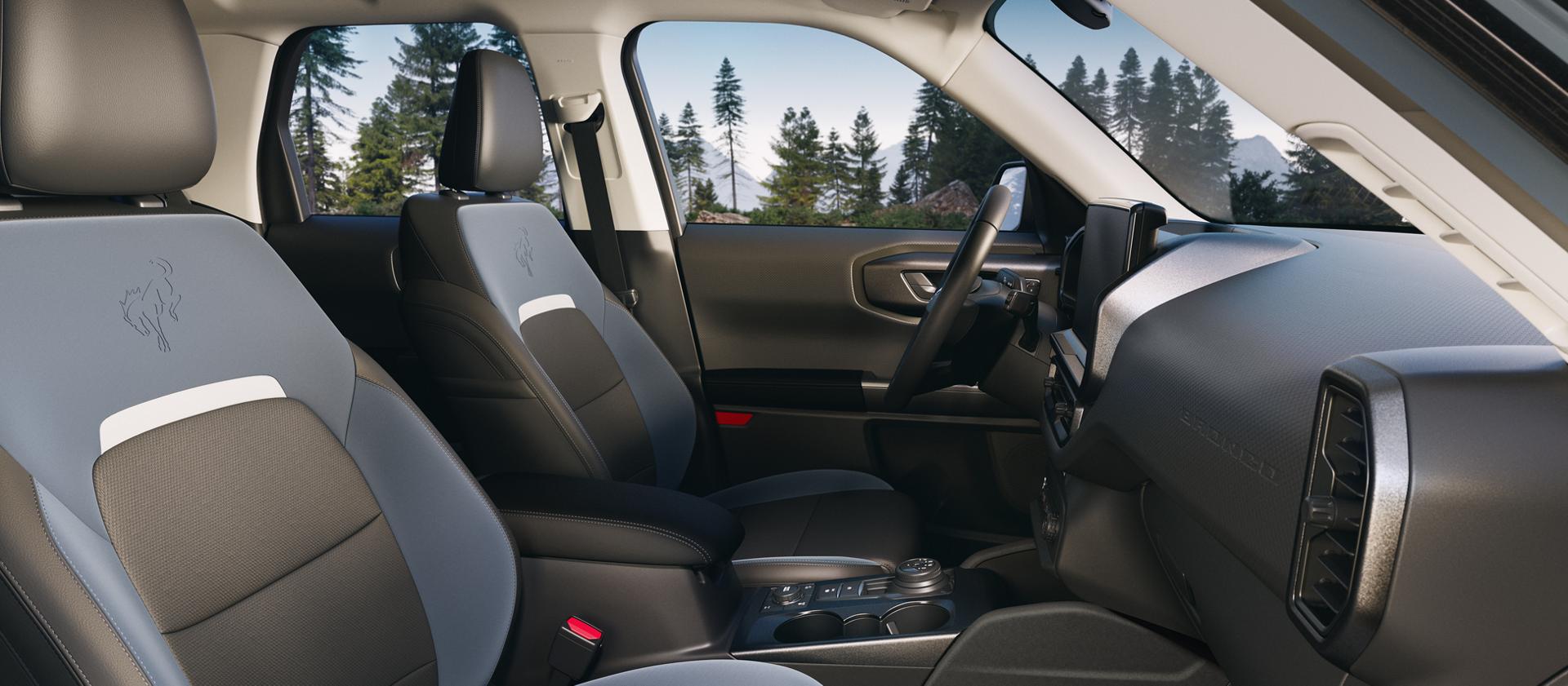 2026 Ford Bronco Sport® interior showing front seats from the passenger side