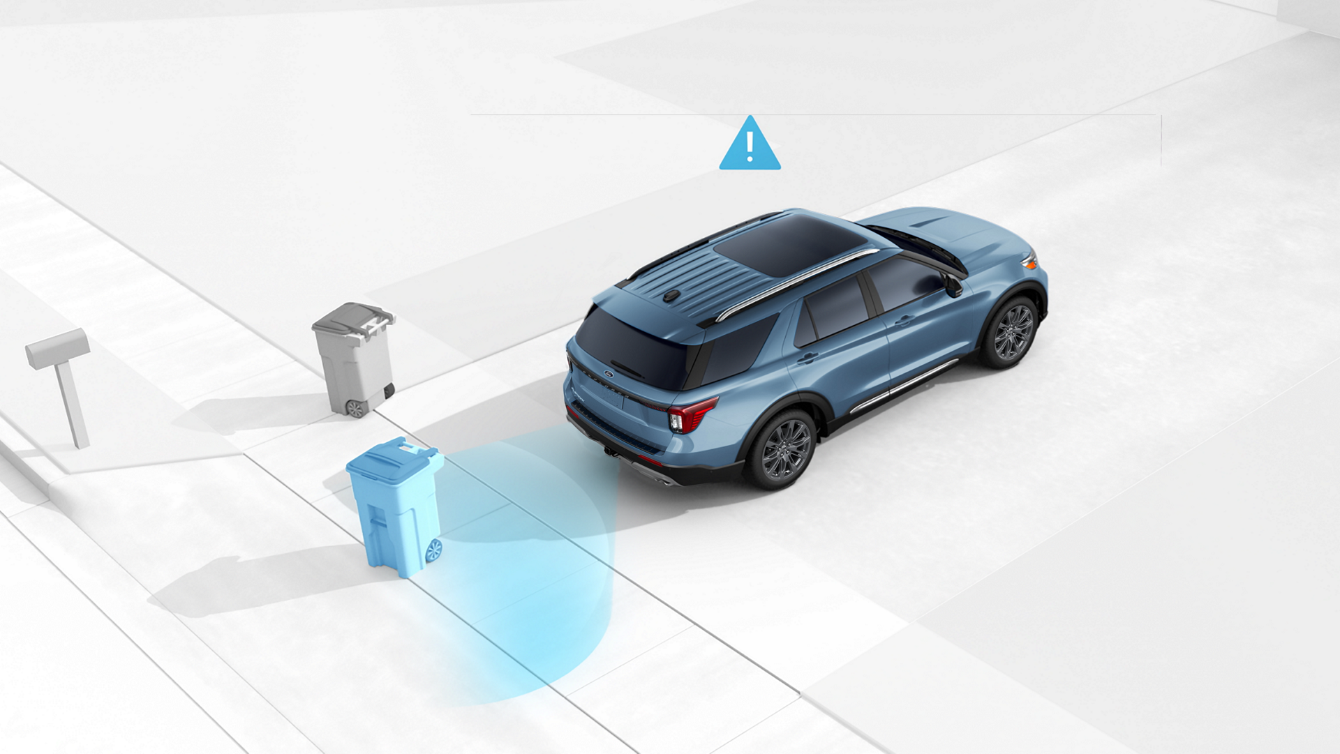 A photo illustration of sensors on a 2026 Ford Explorer® SUV using driver-assist technology