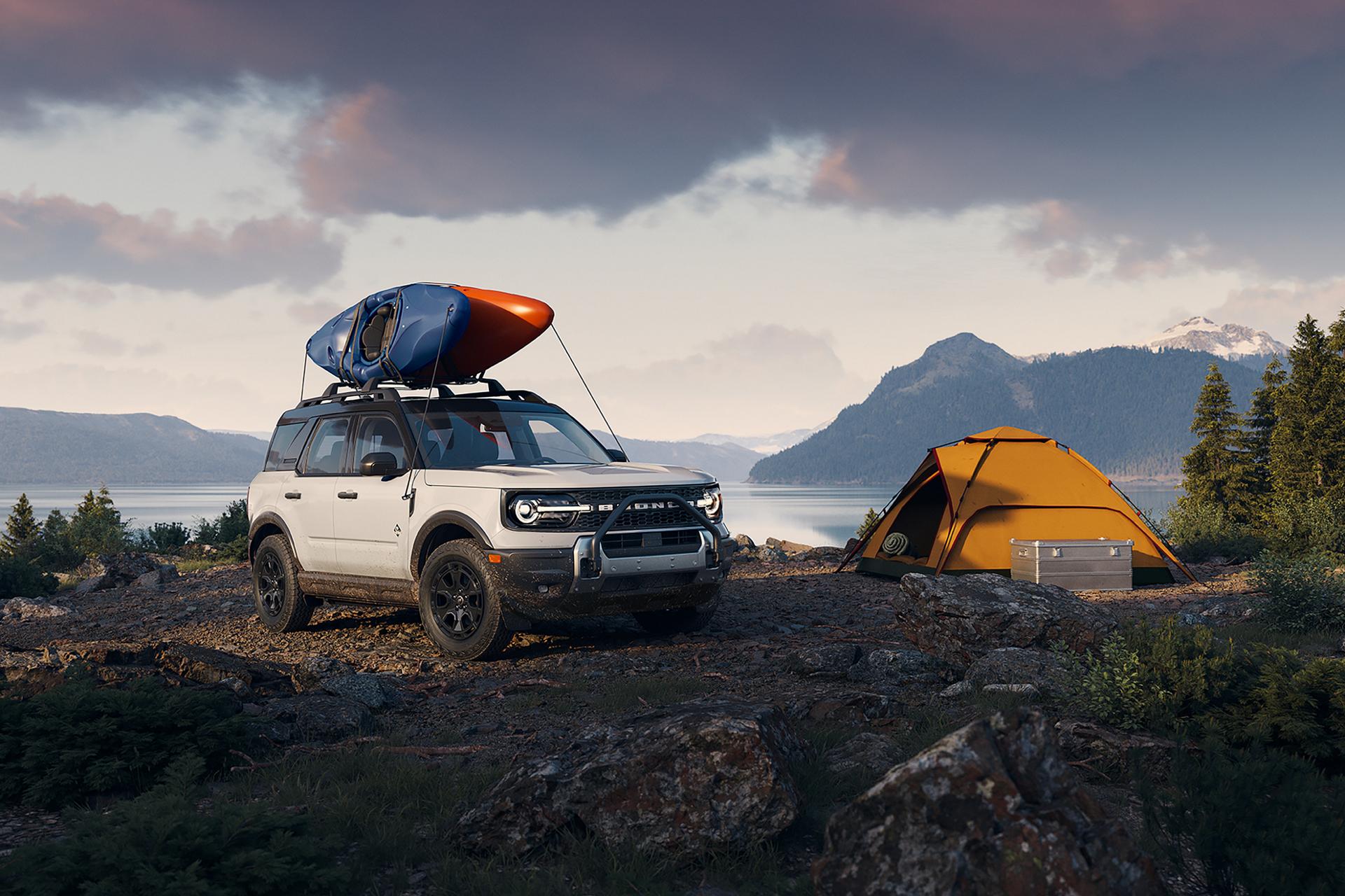 A 2026 Ford Bronco Sport® SUV with 3/4 angle, parked on dirt