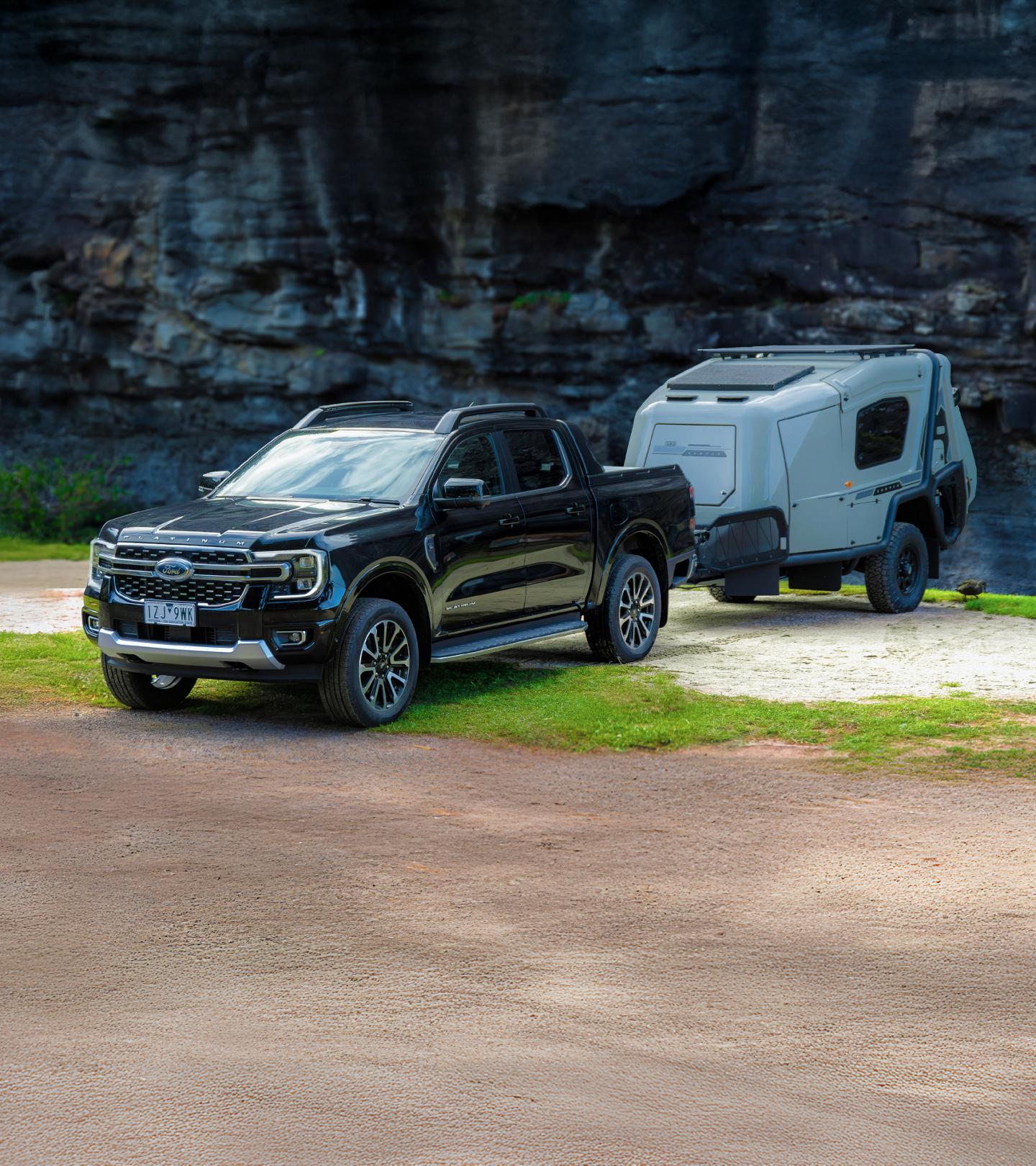 Ford Ranger towing a trailer.
