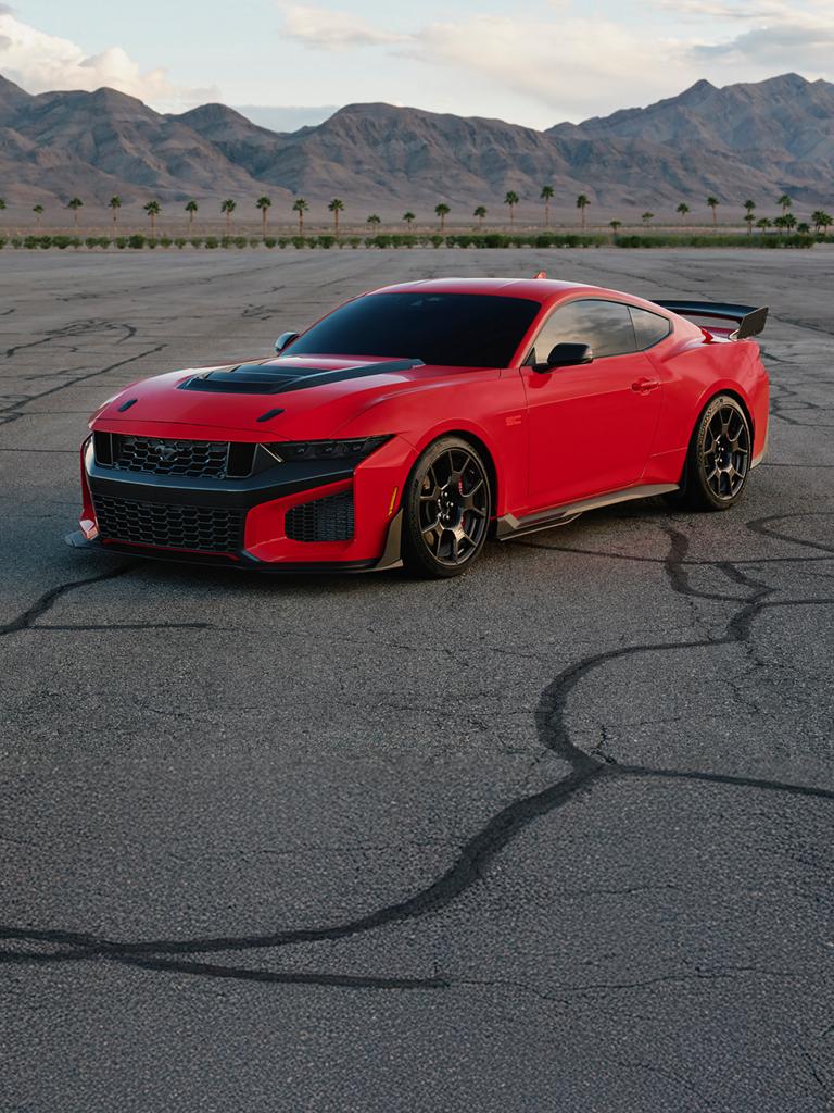 A 2026 Ford Mustang Dark Horse® SC with available Track Pack and optional equipment in a parking lot