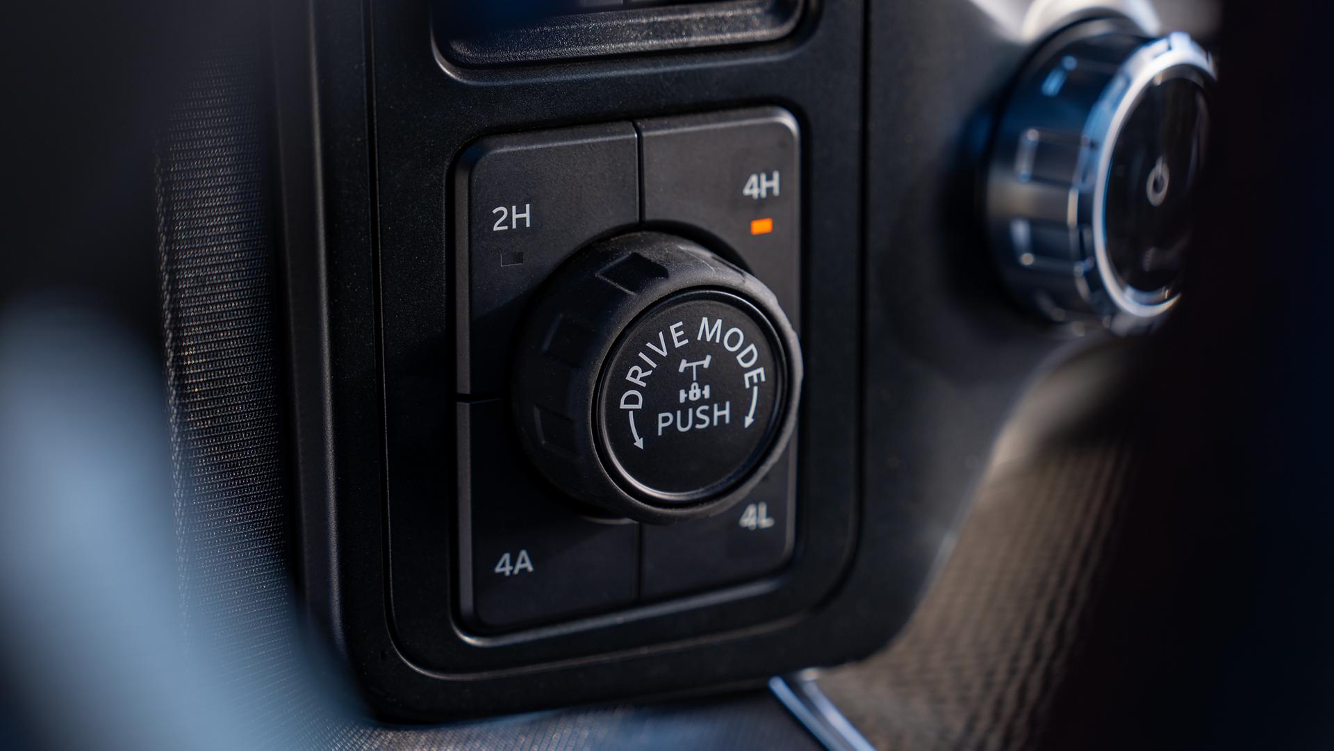 Close-up of the 2025 Ford F-150® truck selectable drive modes button