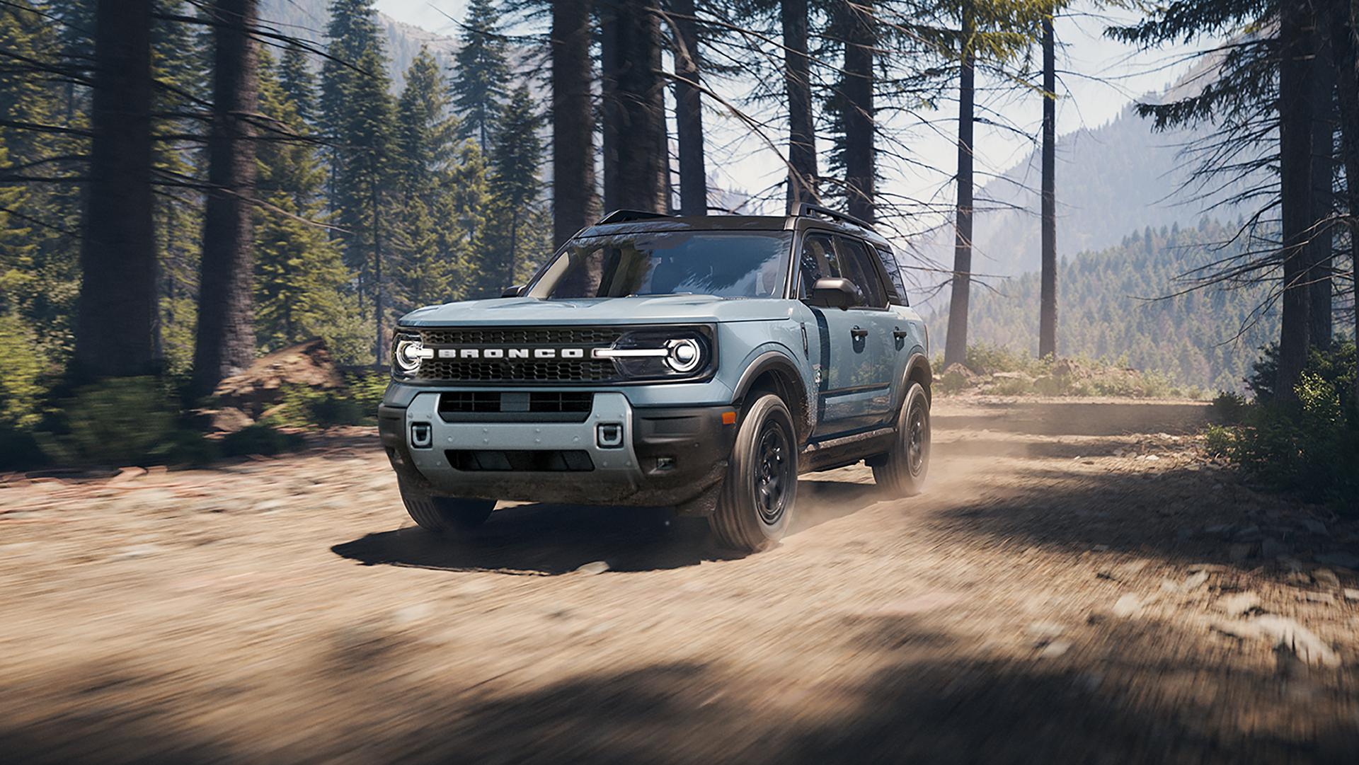 A 2026 Ford Bronco® Sport SUV being driven on a dirt trail