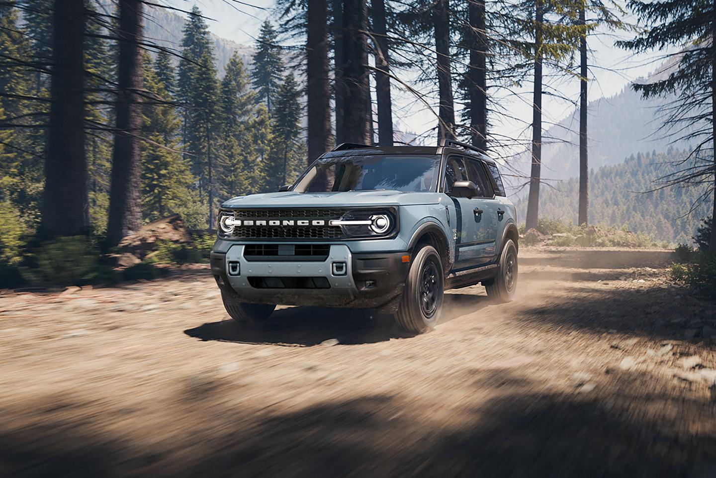 A 2026 Ford Bronco® Sport SUV being driven on a dirt trail