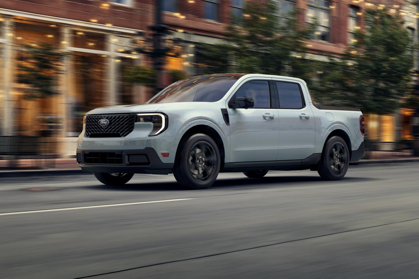 Ford Maverick driving on an urban road.