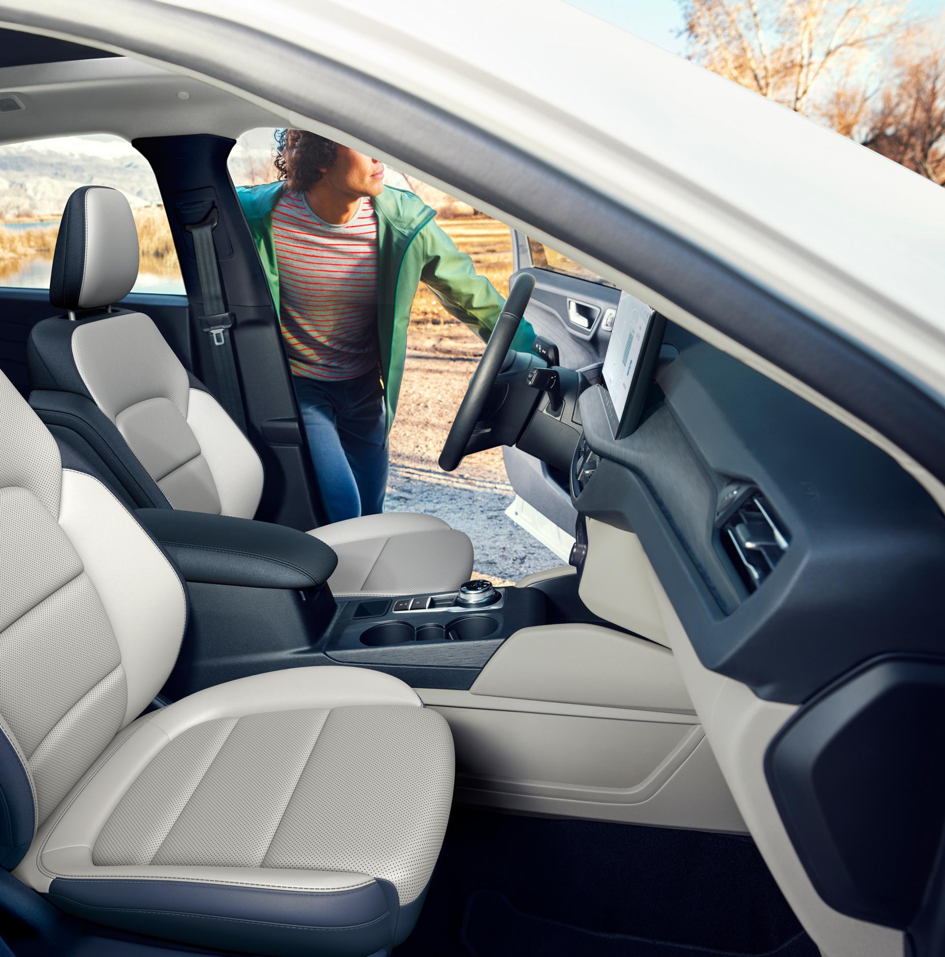 Interior shot of the front row of a 2026 Ford Escape® SUV
