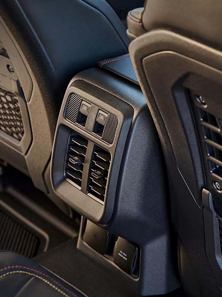 The rear seat interior of a 2026 Ford Bronco® SUV, showing the integrated rear-seat vents