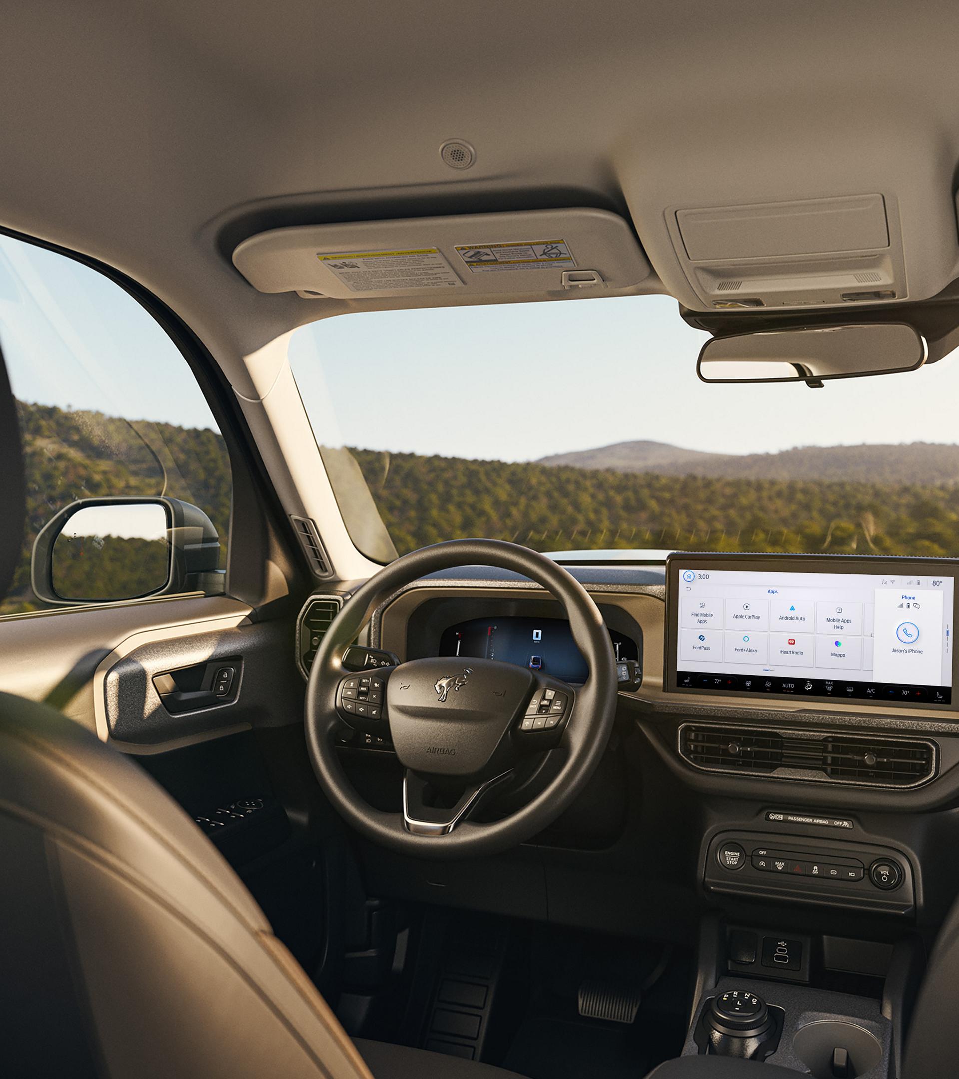 Interior view highlighting the centre display inside the 2026 Ford Bronco Sport®