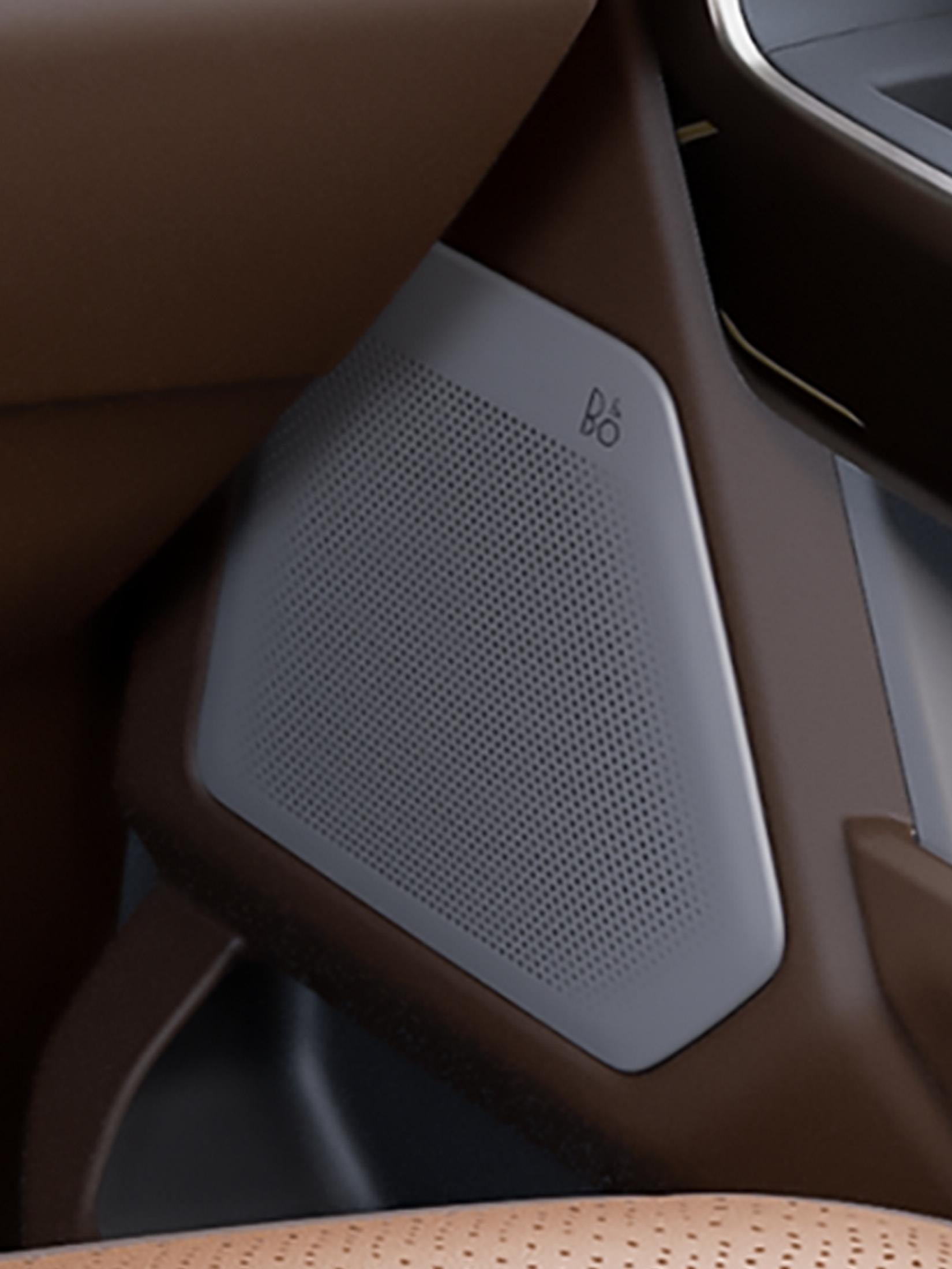 B&O® Unleashed Sound System built-in speaker in the door of a 2027 Ford Super Duty® F-250® King Ranch® model