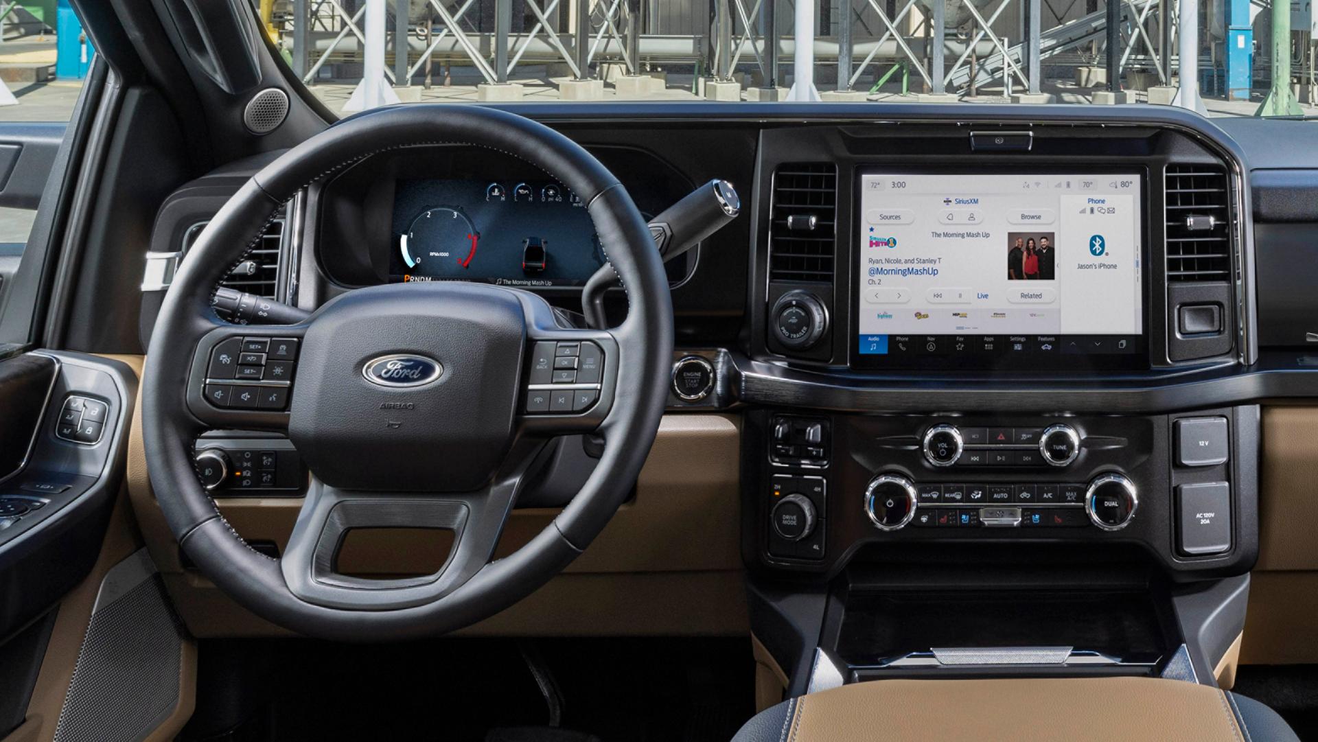 Interior view of a 2027 Ford Super Duty® F-350® model with the Lariat® Ultimate Package